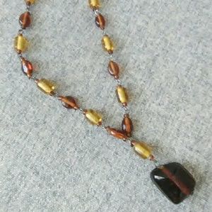 Long Chic Beaded Brown Necklace